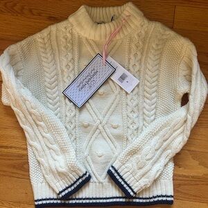 Vineyard Vines- Girls Fisherman Sweater- Cream- Size Small